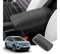 LANGBEAN Armrest Cover for Citroen C3 Aircross 2025 2026, Centre Console Armrest Protector in Thickened PU Leather, C3 Aircross Accessories for Raising the Armrest by 3CM, Black