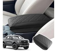 LANGBEAN Armrest Cover for Ford Ranger T9 2025 2024 2023 (Electronic Brake), Ranger Raptor Wildtrak Centre Console Armrest Cover in Thickened PU Leather, Raising the Armrest by 4CM, Black