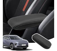 LANGBEAN Armrest Cover for Hyundai Kona SX2 2024 2025, Centre Console Armrest Protector in PU Leather, Kona SX2 Hybird Accessories for Raising the Armrest, White