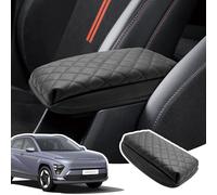 LANGBEAN Armrest Cover for Hyundai Kona SX2 2024 2025, Centre Console Armrest Protector in Thickened PU Leather, Kona SX2 Hybird Accessories for Raising the Armrest by 4CM, Black
