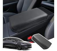 LANGBEAN Armrest Cover for Tesla Model 3 Highland 2024 2025 2026, Centre Console Armrest Cover in Thickened PU Leather, Non-Slip Accessories for Raising the Armrest, Black