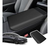 LANGBEAN Armrest Cover for Tesla Model 3 Highland 2024 2025 2026, Centre Console Armrest Cover in TPE, Non-Slip Accessories for Raising the Armrest, Black