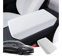 LANGBEAN Armrest Cover for Tesla Model 3 Highland 2024 2025 2026, Centre Console Armrest Cover in TPE, Non-Slip Accessories for Raising the Armrest, White
