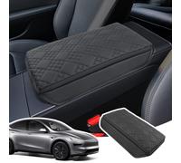 LANGBEAN Armrest Cover for Tesla Model Y Juniper 2025 2026, Centre Console Armrest Cover in Thickened PU Leather, Model Y Accessories for Raising the Armrest by 3CM, Black