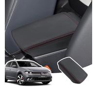 LANGBEAN Armrest Cover for VW Polo MK6 2018-2025, Centre Console Armrest Protector in PU Leather, Seat Ibiza Arona Accessories for Raising the Armrest, Red