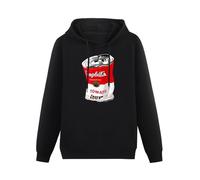LANGBIRUI Andy Warhol Campbell'S Crumpled Red Pop Art Men's Hooded Long Sleeve Pullover Sweatshirts Black L