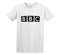 LANGBIRUI BBC Logo Printed T Shirt Men Tops Tee White 3XL