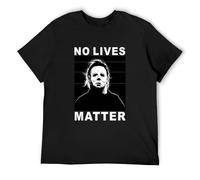 LANGBIRUI Kozz Matter Funny No Halloween Michael Mens Cotton Lives Myers Scary Horror T-Shirt Black XL