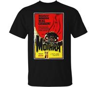 LANGBIRUI Mothra Kaiju Retro 1960'S Creature Feature Monster Movie T-Shirt Moth Black XL