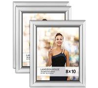 Langdon House 10x8 Picture Frames (Silver, 3 Pack), Contemporary Glam Photo Frames 10 x 8, Wall Mount or Table Top, Celebration Collection