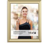 Langdon House 11x14 Gold Picture Frame, Contemporary Glam Photo Frame 11 x 14, Wall Mount or Table Top, Celebration Collection