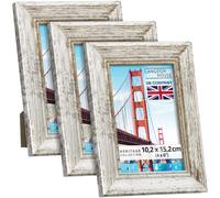 Langdon House - 6x4 Picture Frame - 3 Pack, White Driftwood - Distressed Wood Pattern - Rustic Vintage Style Photo Frame - Wall Mount or Table Top Display - Heritage Collection