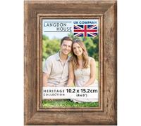 Langdon House - 6x4 Picture Frame - Maple Brown - Distressed Wood Pattern - Rustic Vintage Style Photo Frame - Wall Mount or Table Top Display - Heritage Collection