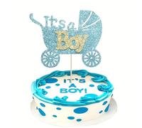 LANGE HOME 1Pcs It's a Boy Cake Topper Glitter Gender Reveal Cake Pick for Baby Shower Gender Reveal Baby Boy 1st 2nd 3rd Birthday Party Decorations Supplies Blue