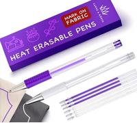 Lange & König Heat Erasable Fabric Marking Pens for Sewing and Quilting - Fabric Markers for Sewing, Dressmaking with 2 Pens + 6 Refills