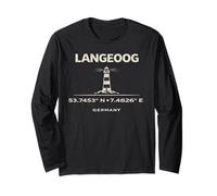 Langeoog Germany Lighthouse Coordinates North Sea Long Sleeve T-Shirt