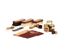 Langer & Messmer 17 Piece Shoe Care Set Including Leather Care Creams and High-Quality Professional Shoe Brushes in Horsehair and Goat Hair - Shoe Cleaning Kit for professional shoe care
