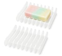 Langerspur Silicone Soap Dish 2 Pack Bar Soap Holder Self Draining Soap Tray Dishes for Bathroom Shower Kitchen Sink Travel (Clear)