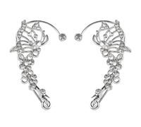 LANGFON Butterfly Ear Cuff No Piercing Ear Clip Wrap Around Fake Earrings Crawler Wrap Earrings for Women, Alloy Steel, Zircon