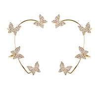 LANGFON Butterfly Ear Cuff No Piercing Ear Clip Wrap Around Fake Earrings Crawler Wrap Earrings for Women, Alloy Steel, Zircon