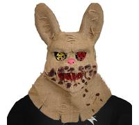 LANGFON Halloween Bunny Scary Mask Scarecrow Rebbit Burlap Head Mask for Adult Halloween Cosplay, Bloody Creepy Animal Masks for Horror Costume Play Party Gift Props Outdoor Decor Haunted House