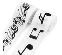 LANGFON Musical Note Ribbon for Gift Wrapping, Music Notes & Treble Clef Burlap Fabric Edge Wired Ribbon for Holiday Decor, Wedding Party Sewing Craft DIY Concert Costume Birthday Gifts Supplies
