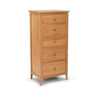 Langford Oak 5 Drawer Tall Chest Rest Relax Beige One Size