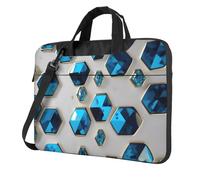 Langhbozdp Blue Hexagons and Diamonds Print Laptop Case Sleeve with Shoulder Strap,Pocket,Fits 13/14/15.6 inch Laptop Notebook