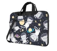 Langhbozdp Fun cat Astronaut Print Laptop Case Sleeve with Shoulder Strap,Pocket,Fits 13/14/15.6 inch Laptop Notebook