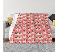 Langhbozdp Funny Cartoon Pug Puppy Dog Print Elegant Comfort flannel blanket Throw Soft Lightweight,for Bedding Sofa & Travel