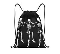 Langhbozdp Halloween Posable Skeleton Skull Print Drawstring Bags Backpack Bag Sport Gym Sack Drawstring Bag Yoga Bag for Men Women