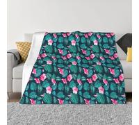 Langhbozdp Hawaii Pink Flower Print Elegant Comfort flannel blanket Throw Soft Lightweight,for Bedding Sofa & Travel