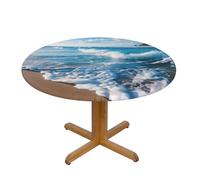 Langhbozdp Ocean Beach Sands Print Round Picnic Tablecloth,Elastic edge Table Cover for Dinner,Dining,Camping,Outdoor
