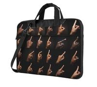 Langhbozdp Sign Language Alphabet Print Laptop Case Sleeve with Shoulder Strap,Pocket,Fits 13/14/15.6 inch Laptop Notebook
