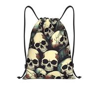 Langhbozdp Skull Skeleton Print Drawstring Bags Backpack Bag Sport Gym Sack Drawstring Bag Yoga Bag for Men Women