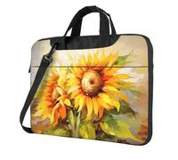 Langhbozdp Sunflower hand painted floral Print Laptop Case Sleeve with Shoulder Strap,Pocket,Fits 13/14/15.6 inch Laptop Notebook