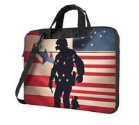 Langhbozdp US Military Soldiers Patriotic Memorial Day Print Laptop Case Sleeve with Shoulder Strap,Pocket,Fits 13/14/15.6 inch Laptop Notebook