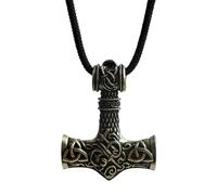 LANGHONG Thor Hammer Necklace for Men, Mjolnir Viking Necklace, Norse Mythology Amulet, Nordic Gothic Jewelry for Halloween, Renaissance Festival & Cosplay, 38x50mm, Zinc, No Gemstone