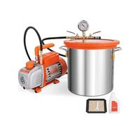 Langjiee 3GAL/5GAL Vacuum Chamber 3.5CFM Pump Kit Tempered Glass Lid Vacuum Degassing Chamber Kit For Stabilizing Wood DIY Epoxies(Color:3 Gallon)