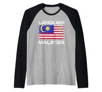 Langkawi Malaysia Flag Distressed Malaysian Pride Raglan Baseball Tee