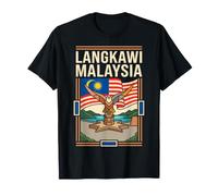 Langkawi Malaysia Flag Eagle Square Landmark Retro Art T-Shirt