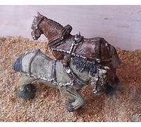 Langley Models 2 shire horses + harness OO Scale UNPAINTED Metal Model Kit F72