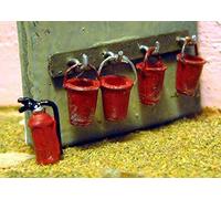 Langley Models 4 Fire Buckets + Wall frame + Extinguisher OO Scale UNPAINTED Kit F232