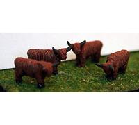 Langley Models 4 Highland Cattle / Cows N Scale 1:148 Ready Made & Painted Metal Model A105p