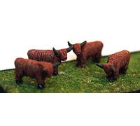 Langley Models 4 Highland Cattle / Cows N Scale 1:148 UNPAINTED Metal Model Animals A105