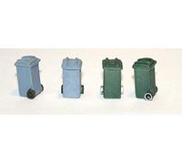 Langley Models 4 Modern Wheelie Bins OO Scale UNPAINTED Metal Model Kit F240
