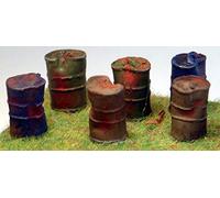 Langley Models 6 Dented / Crushed Oil Drums OO Scale UNPAINTED Model Kit F218
