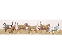 Langley Models 6 dogs hounds, dalmatian, labrador OO Scale UNPAINTED Kit F63