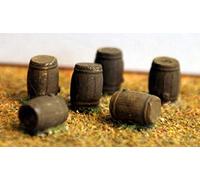 Langley Models 6 Large 50 gallon Wooden Barrels N Scale UNPAINTED Model Kit A86