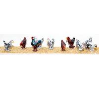 Langley Models Animal 6 Chickens 1 Cockerel OO Scale Metal Model PAINTED F142p